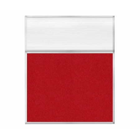 Versare Hush Panel Configurable Cubicle Partition 5' x 6' W/ Window Red Fabric Clear Fluted Window 1852519